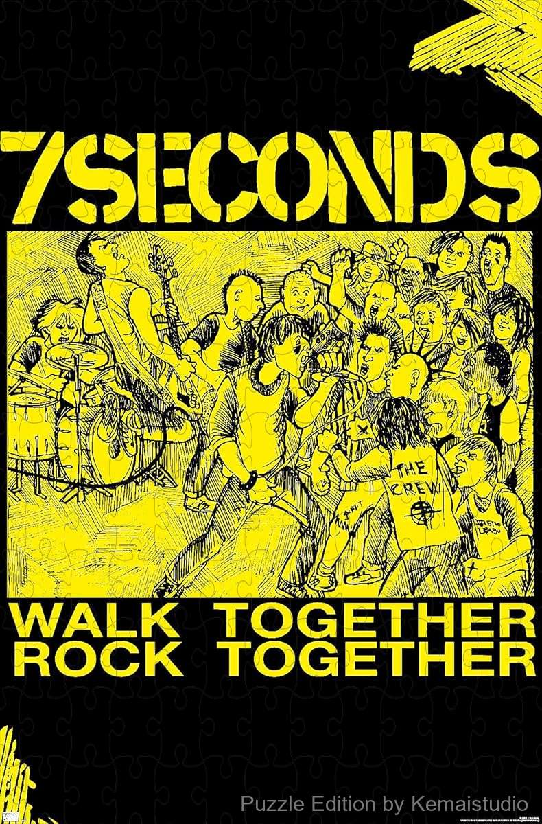 A raw and energetic punk design featuring 7 Seconds and the Together logo, perfect for fans of hardcore music