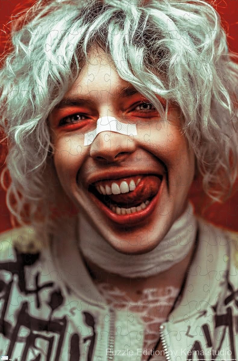 Dramatic close-up image of Barns Courtney captured in puzzle form