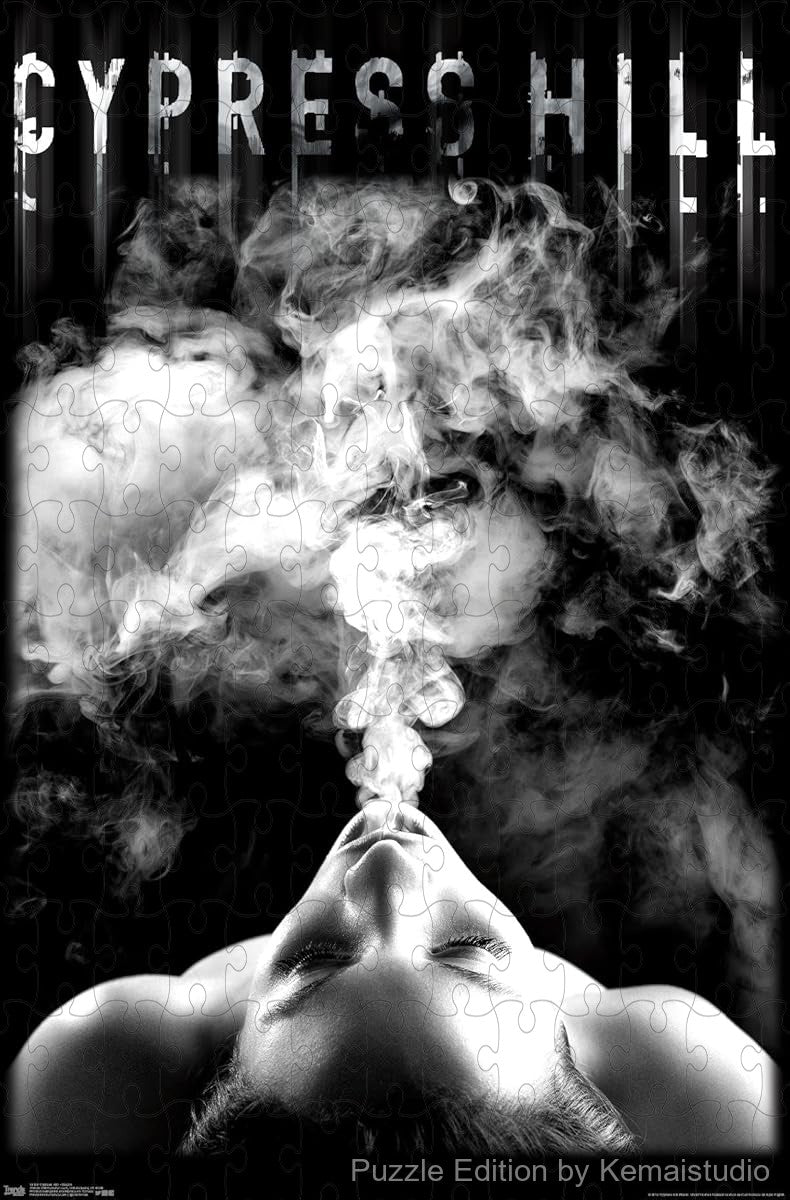A gritty and atmospheric portrait inspired by Cypress Hill's smoky style