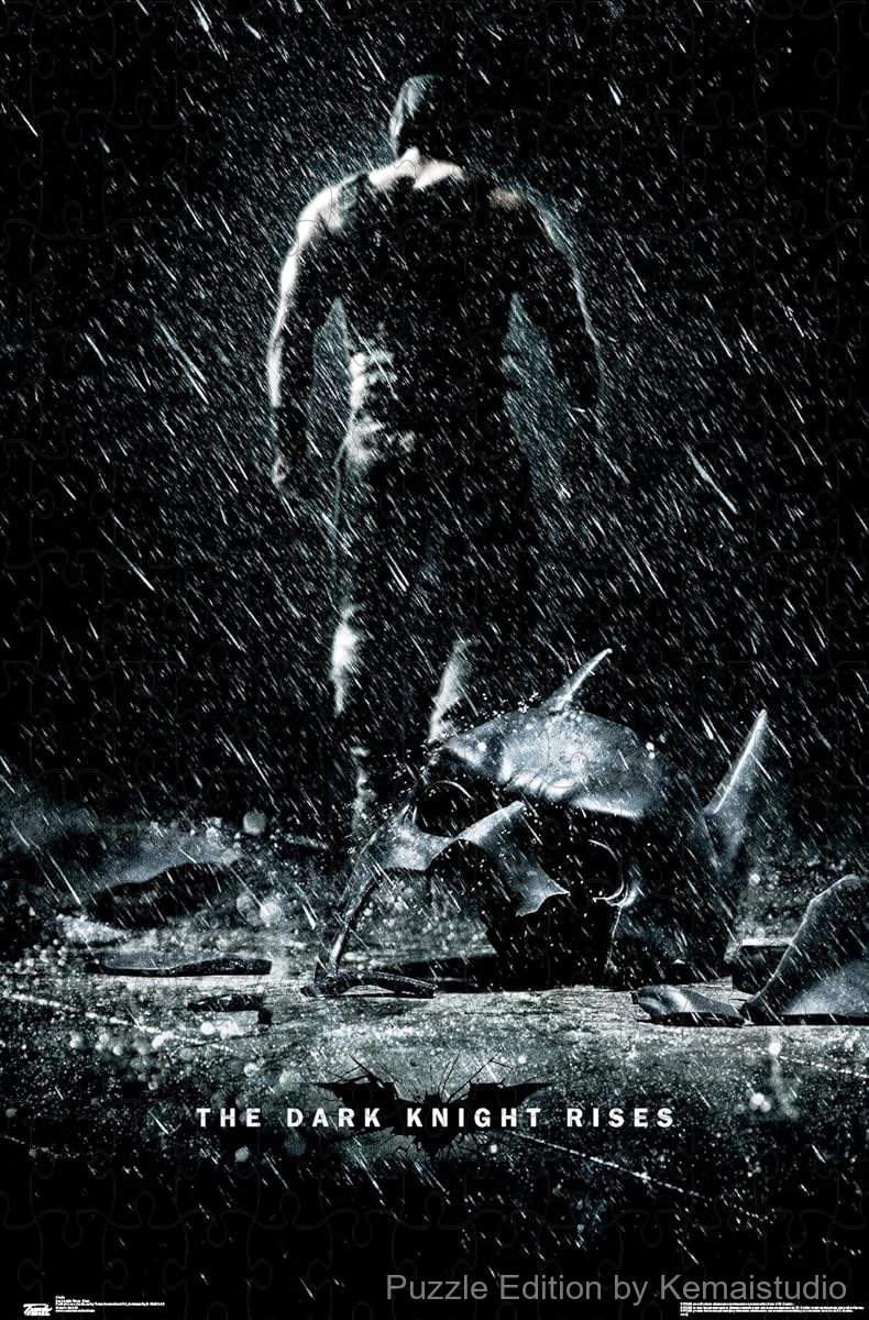 An iconic scene of Bane from The Dark Knight Rises, ready to challenge Batman