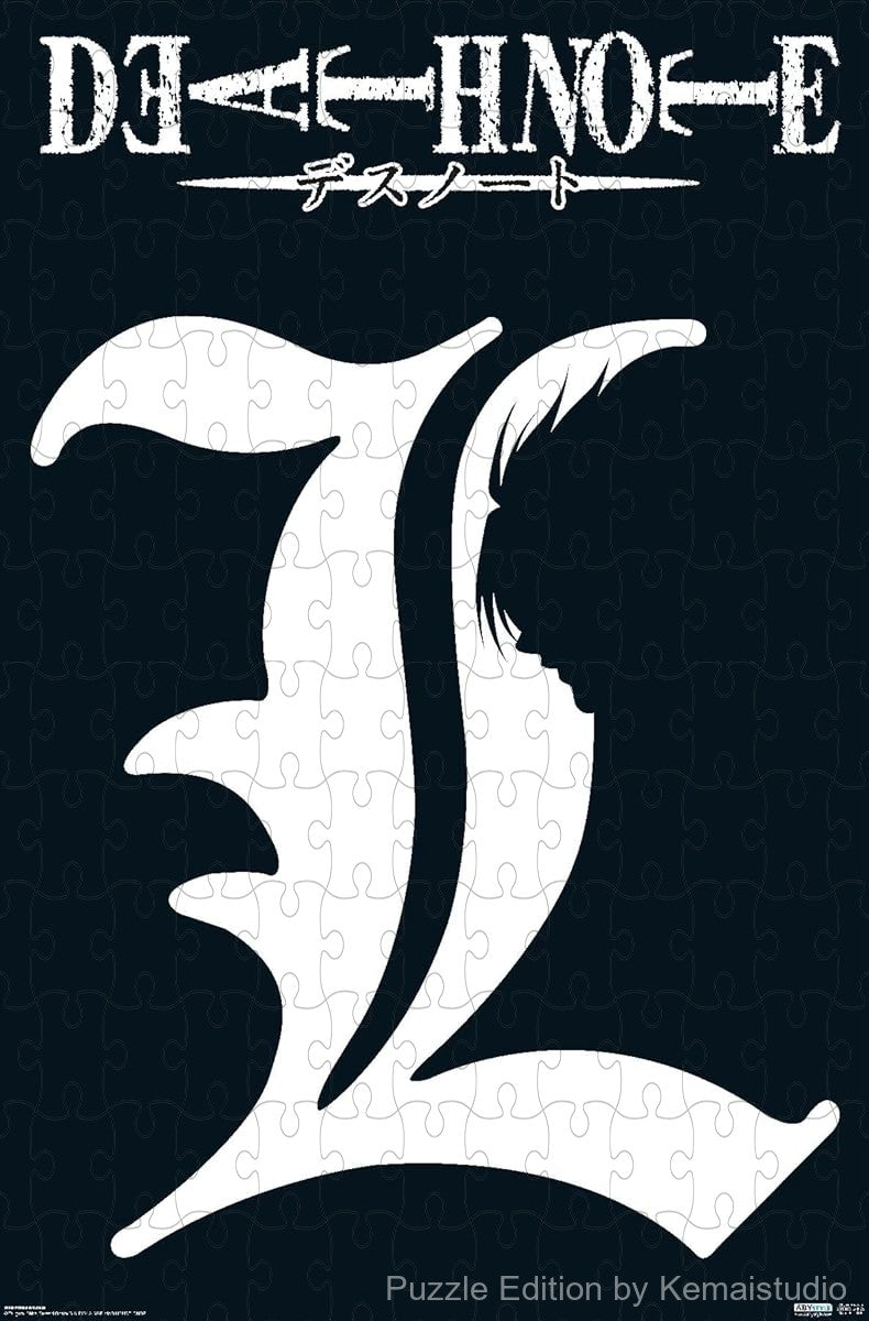 1000-piece wooden jigsaw puzzle featuring the L symbol from Death Note.