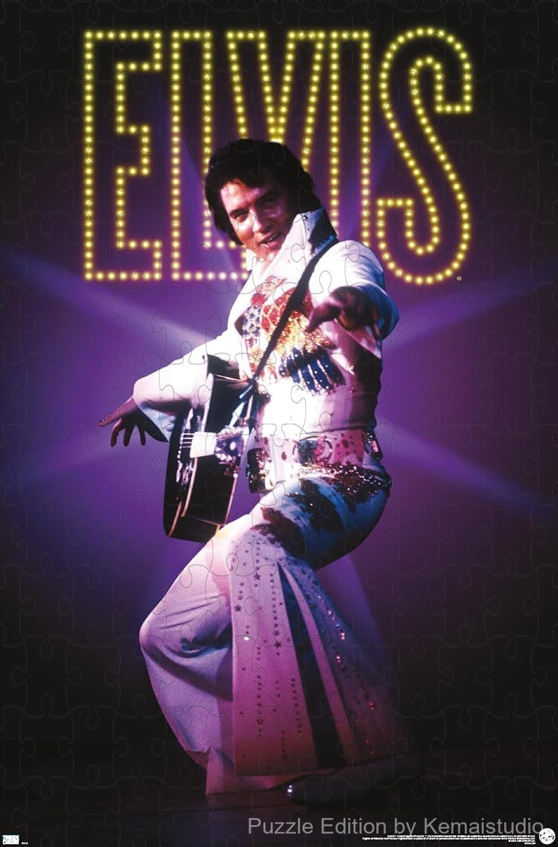A classy portrait puzzle of Elvis Presley in suit, perfect for retro styling