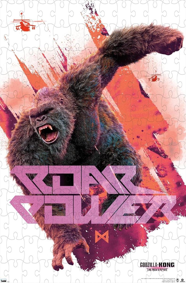 Wooden puzzle featuring the roar power of Godzilla and Kong, with dynamic battle scenes