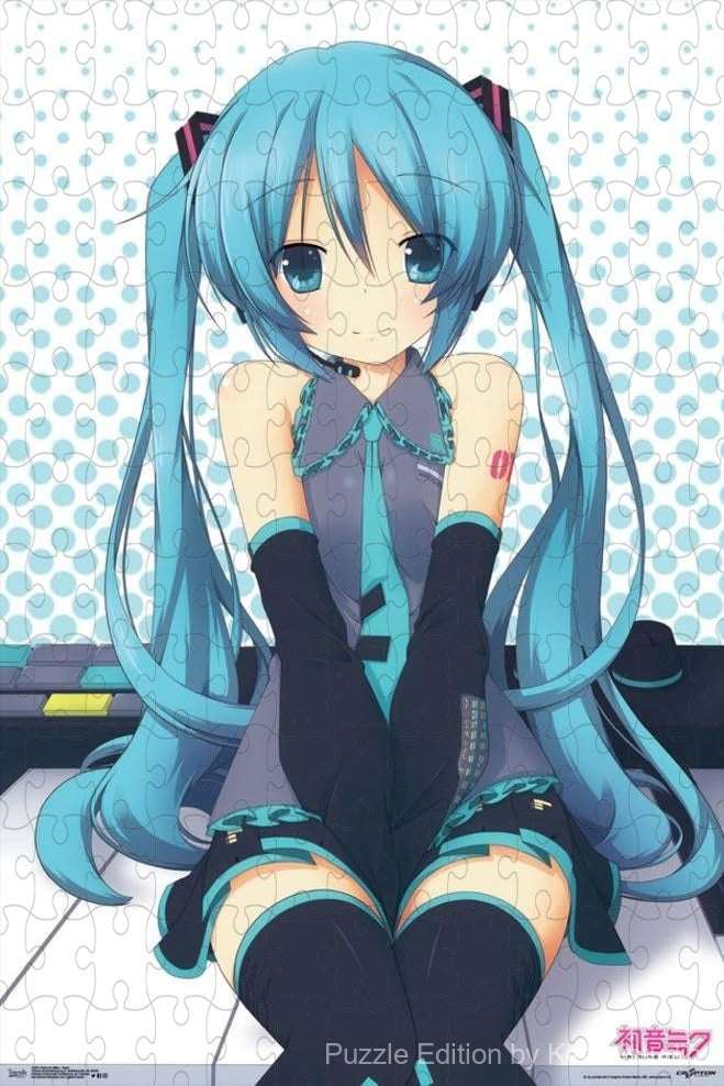 A sleek and stylish puzzle of Hatsune Miku with keyboard visuals, perfect for decor and fans