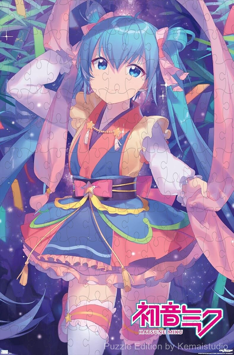 A beautiful ribbon-themed design of Hatsune Miku full of flow and style