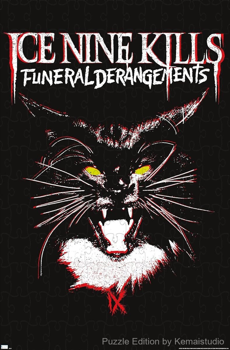 A chilling album cover of Ice Nine Kills' Cat Funeral Derangements
