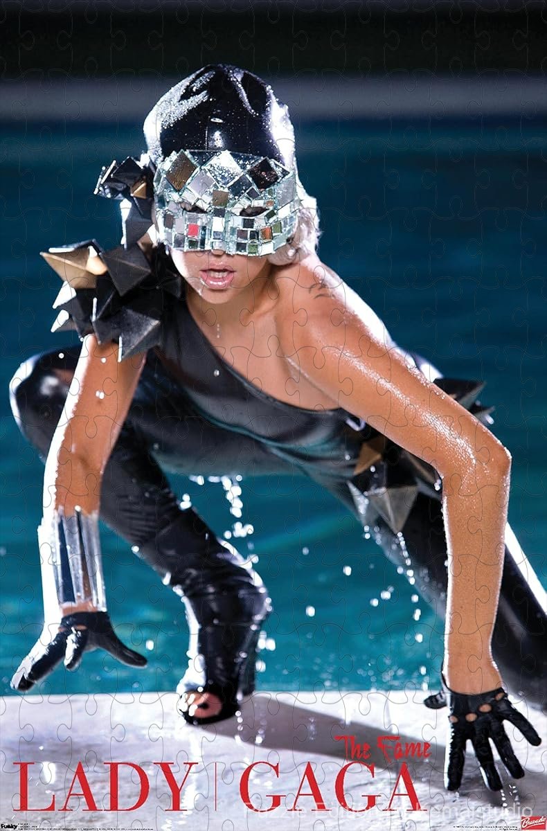 A vibrant and summery puzzle of Lady Gaga at the pool, great for fans of avant-garde fashion and pop culture