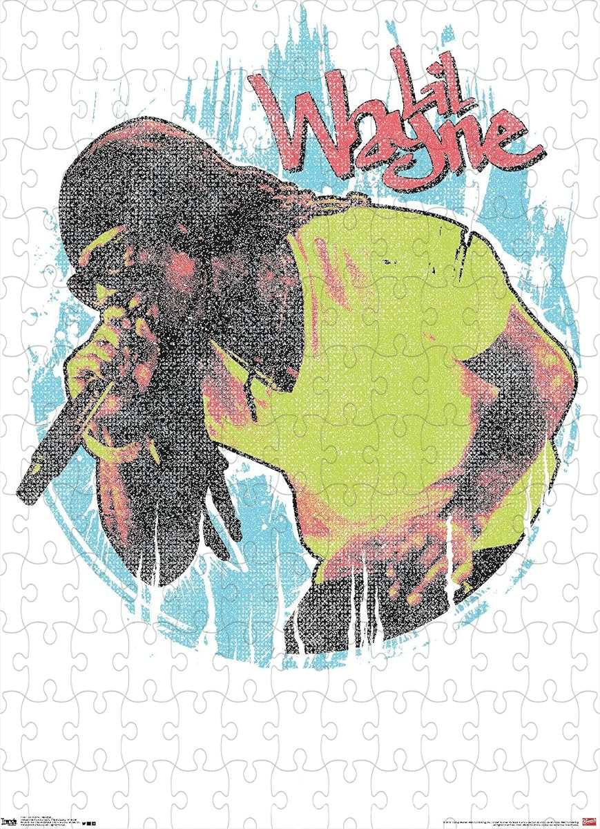 A bold and edgy puzzle of Lil Wayne with splatter-style art, great for wall display or gifting