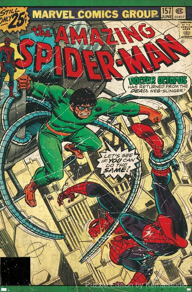 Spider-Man swings across the city in dramatic style from issue #157