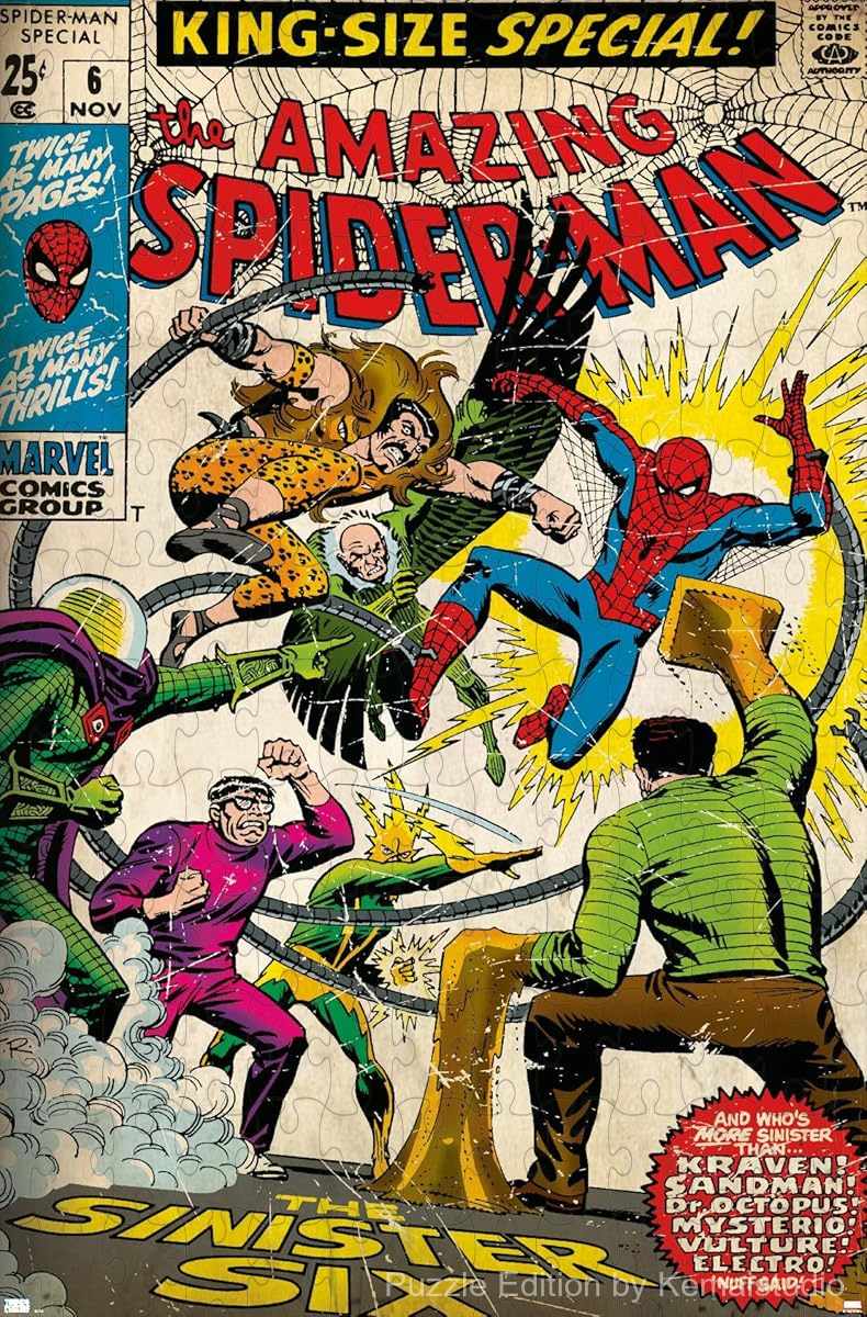 500-piece wooden jigsaw puzzle featuring the cover of Amazing Spider-Man #6.
