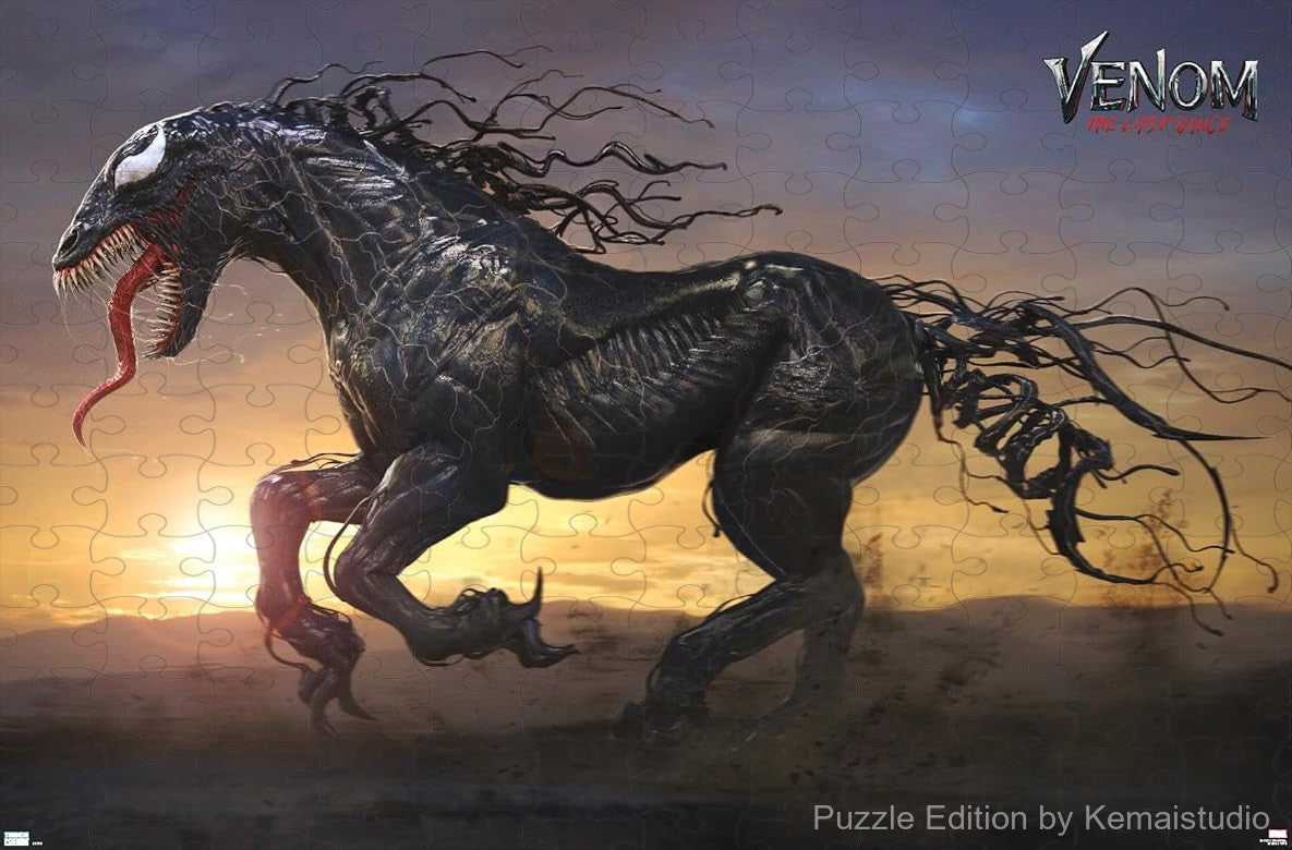 1000-piece wooden jigsaw puzzle featuring Venom's symbiote horse.