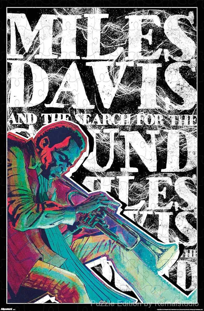 A bold illustrated puzzle of Miles Davis playing trumpet, perfect for music lovers and art collectors