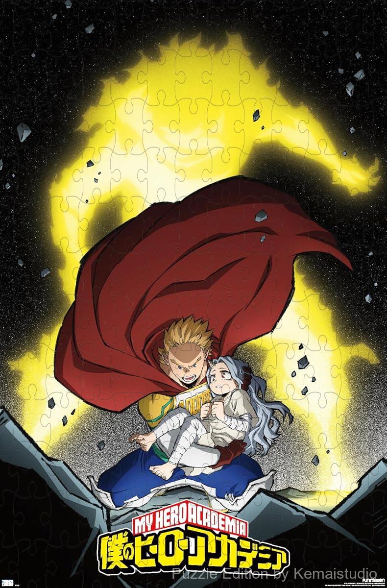 Wooden puzzle featuring Mirio from My Hero Academia Season 4 in a dynamic pose
