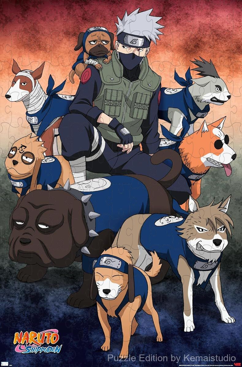 Kakashi leads his ninja hounds in a fierce scene from Naruto Shippuden