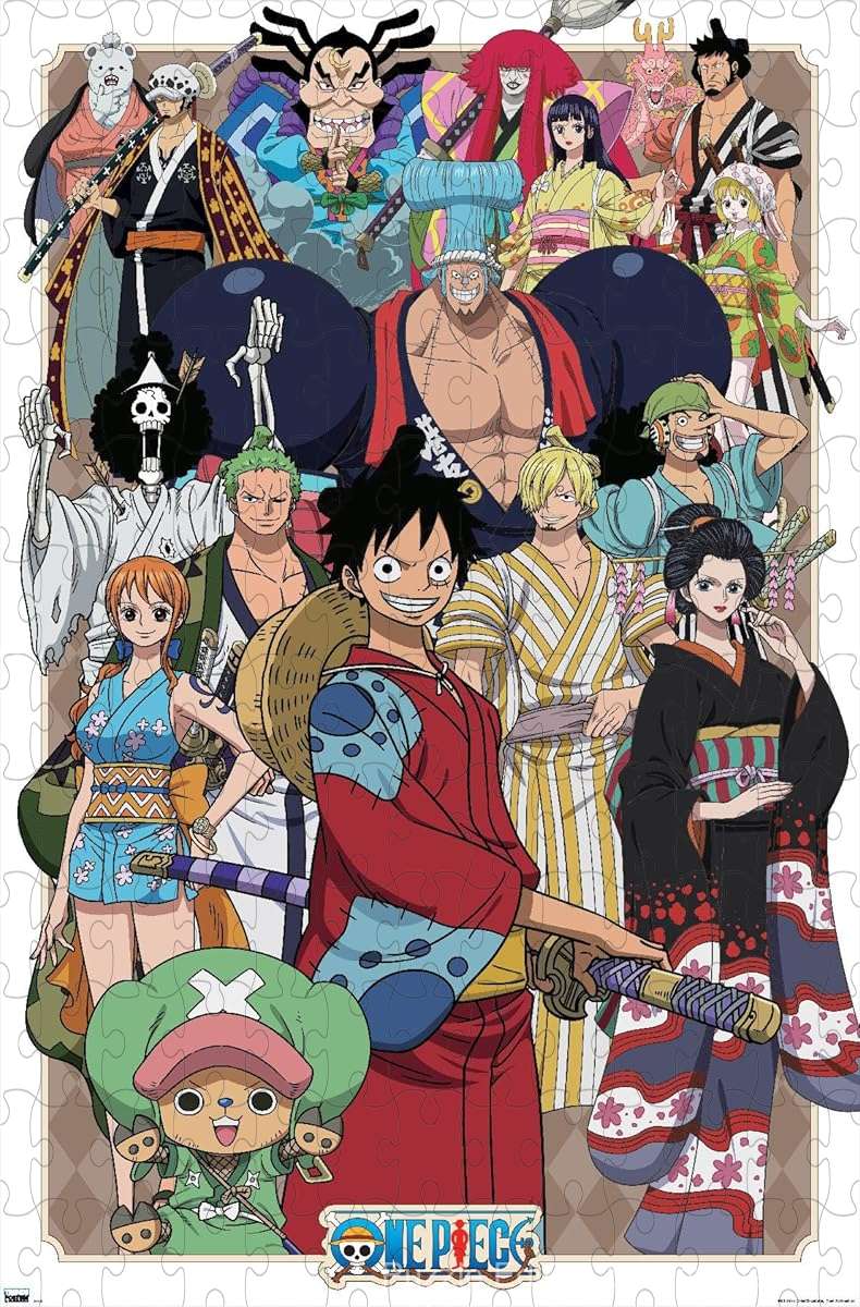 Wooden puzzle depicting the powerful One Piece Alliance, perfect for fans of the anime