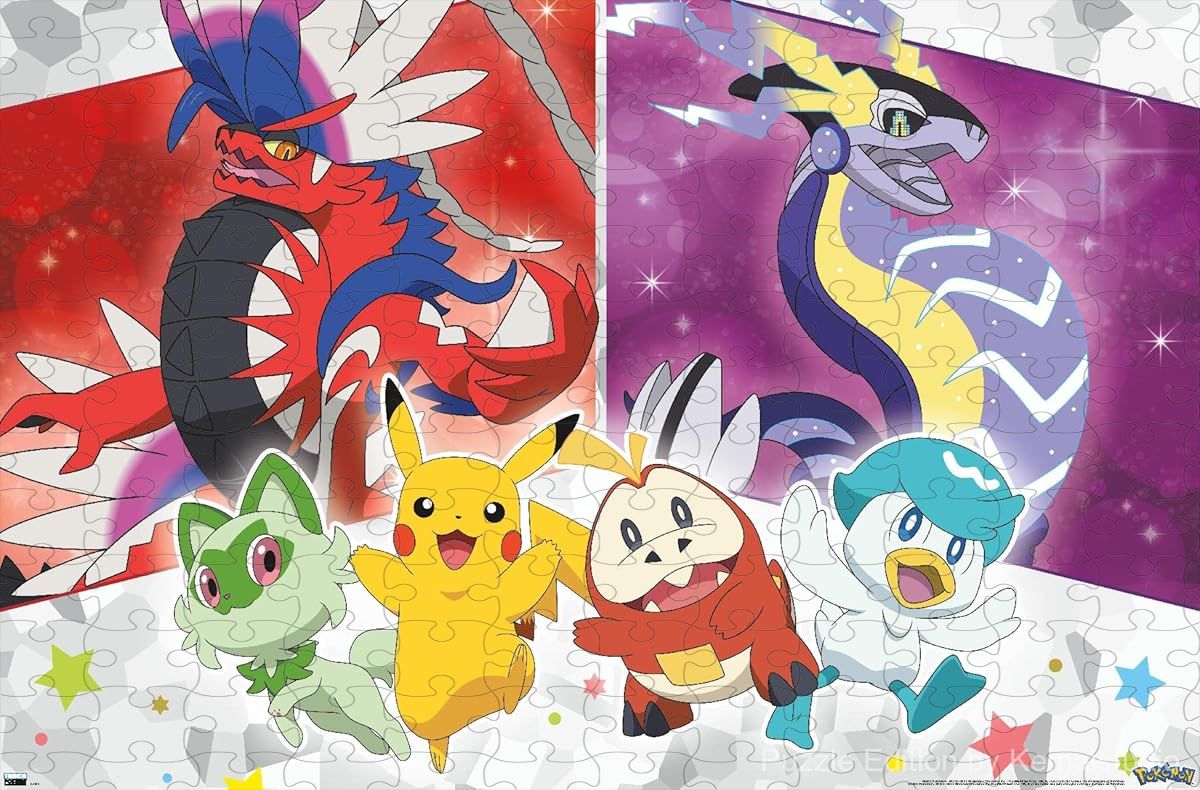 Wooden puzzle featuring a sparkling group of Pokemon, ideal for collectors and fans