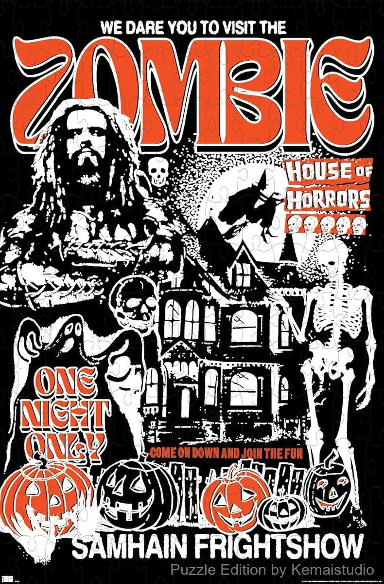 A spooky and intense puzzle from Rob Zombie's Samhain visuals, ideal for horror-rock collectors