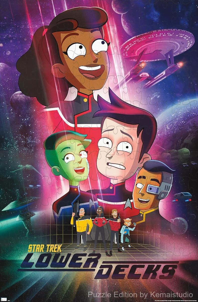 1000-piece wooden jigsaw puzzle featuring key art from Star Trek: Lower Decks.
