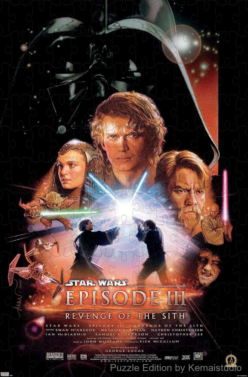 1000-piece wooden jigsaw puzzle featuring iconic scenes from Star Wars: Revenge of the Sith.