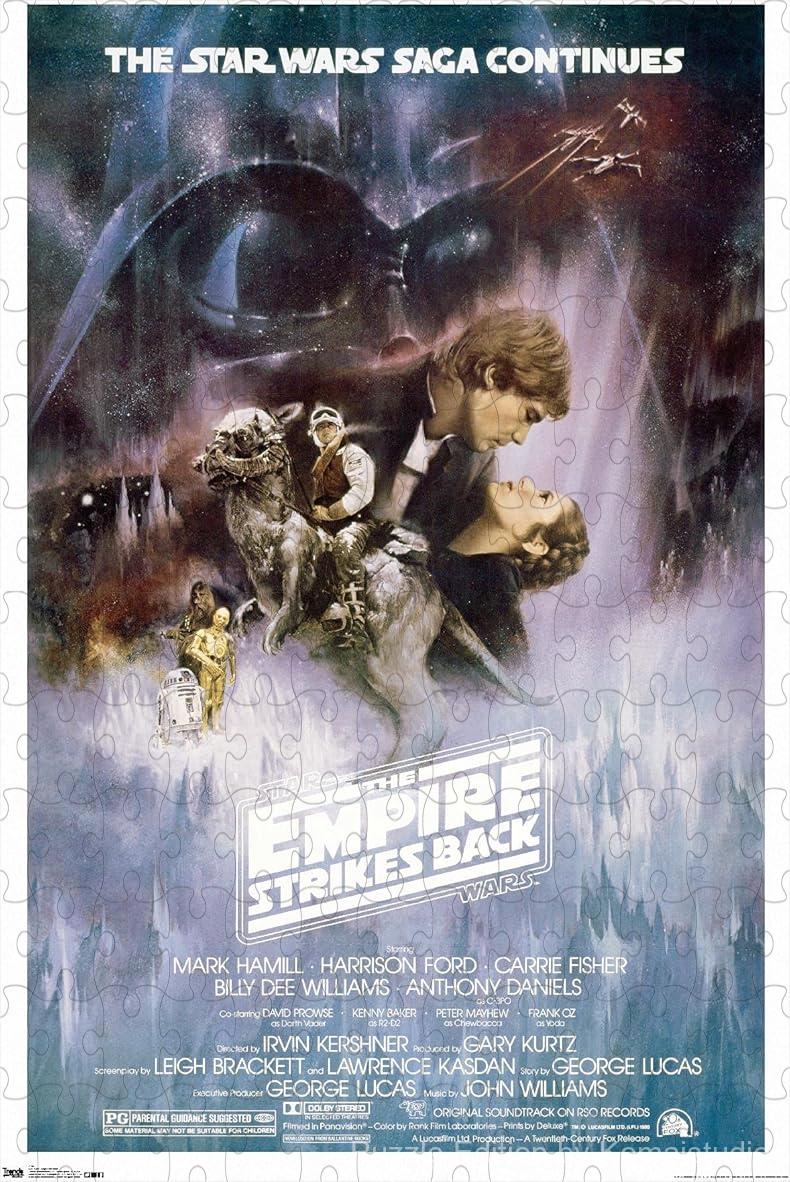 A classic Star Wars poster featuring the continuing battle of good vs evil