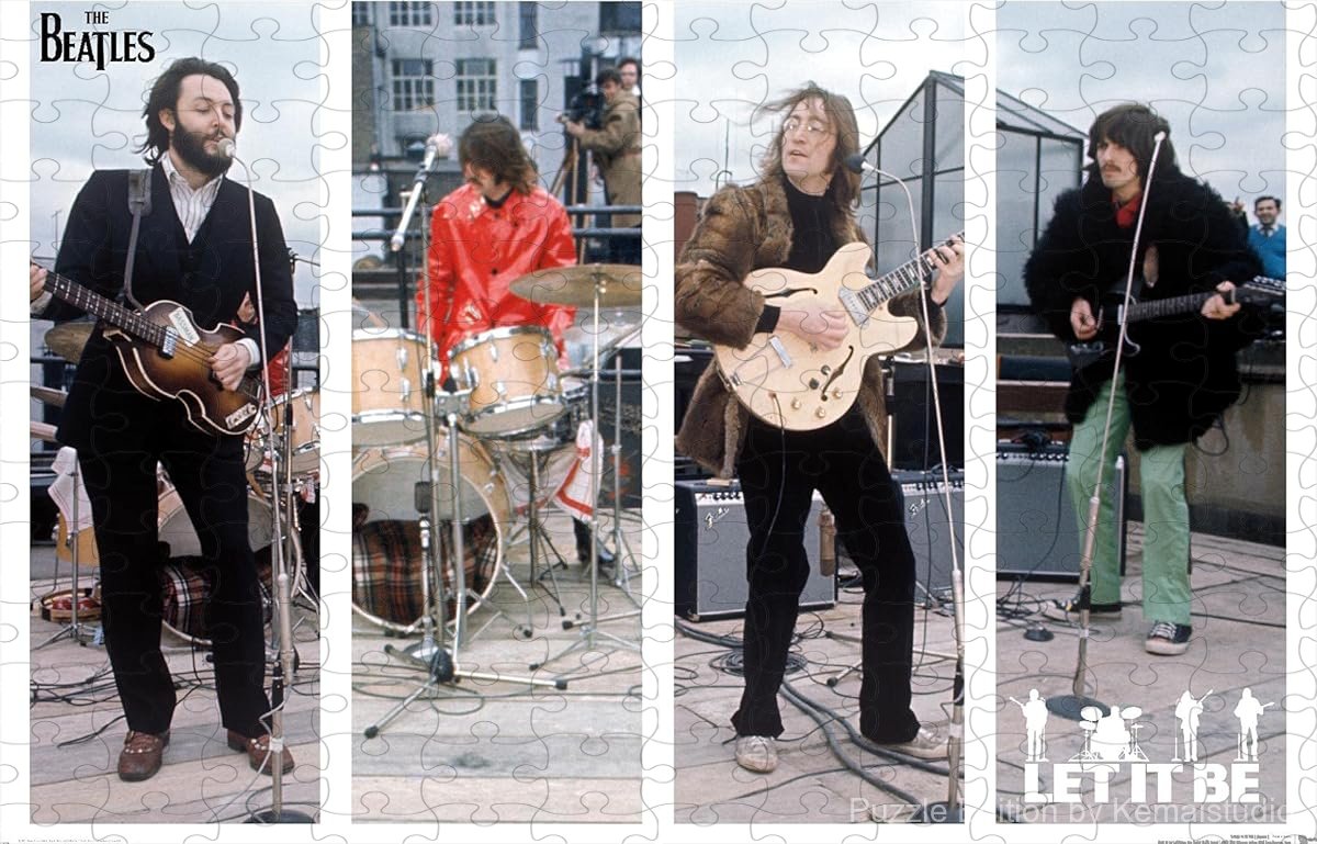 A linear montage puzzle from The Beatles' Let It Be, great for music room styling and fans