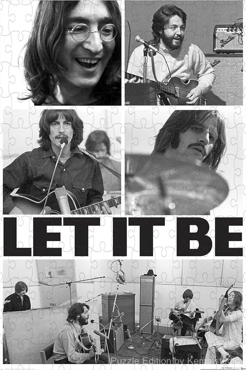 A creative compilation puzzle of The Beatles' Let It Be visuals, ideal for casual puzzling and wall art