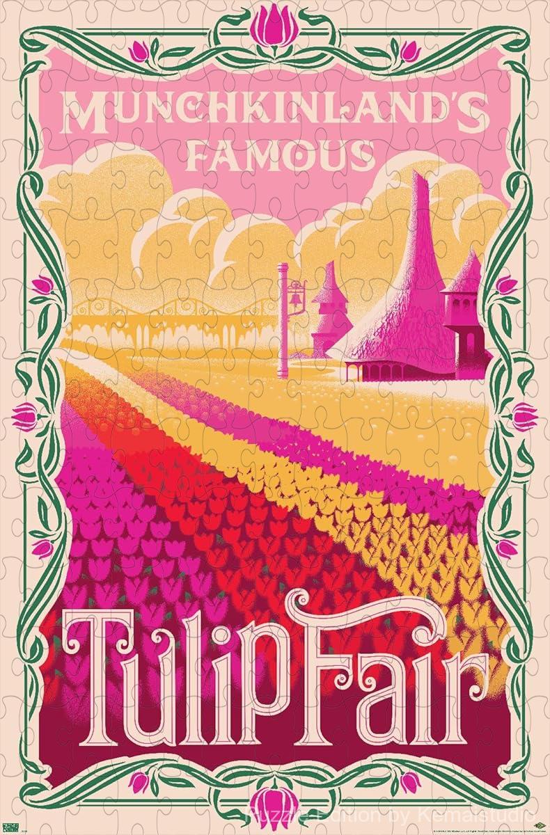 Colorful Munchkinland from Wicked reimagined as puzzle art