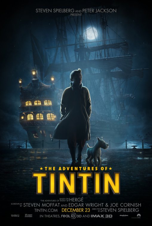 1000 piece jigsaw puzzle for the movie poster: The Adventures of Tintin: The Secret of the Unicorn (2011)