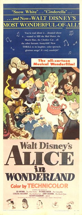 the movie poster: Alice in Wonderland (1951) ver2