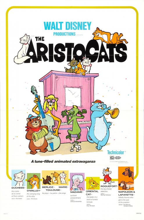 1000 piece jigsaw puzzle for the movie poster: The Aristocats (1970)
