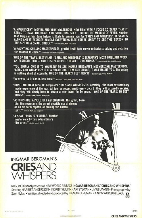 the movie poster: Cries and Whispers (1972)
