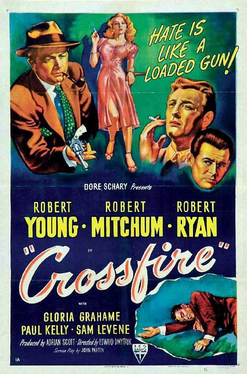 the movie poster: Crossfire (1947)