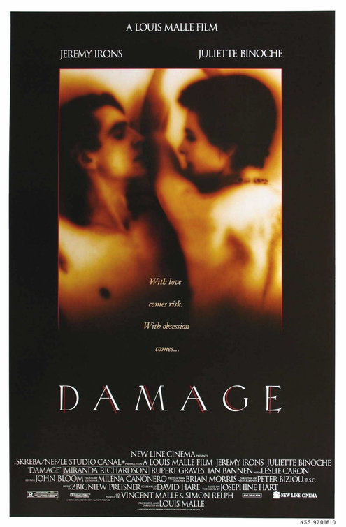 the movie poster: Damage (1992)