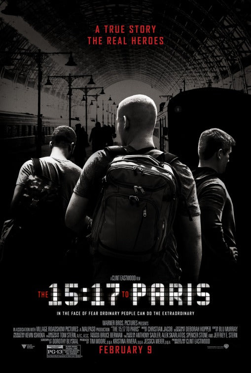 1000 piece jigsaw puzzle for the movie poster: The 15:17 to Paris (2018)