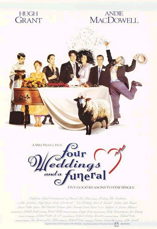 the movie poster: Four Weddings And A Funeral (1994) ver2