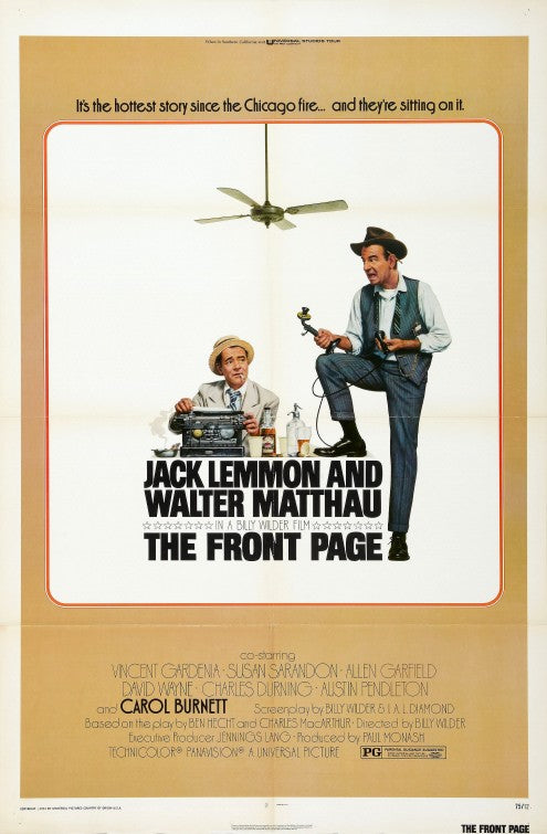 the movie poster: The Front Page (1974)