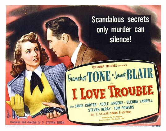 the movie poster: I Love Trouble (1948) ver2