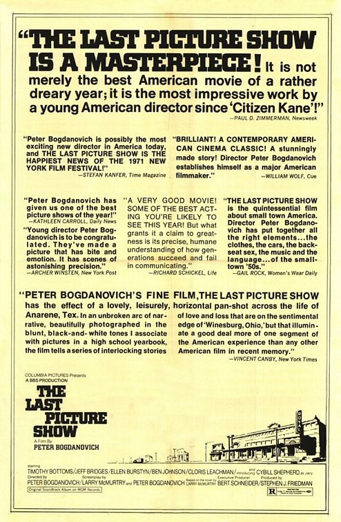 the movie poster: The Last Picture Show (1971)