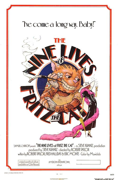the movie poster: The Nine Lives of Fritz the Cat (1974)