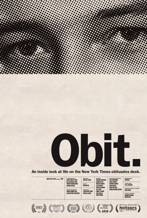 1000 piece jigsaw puzzle for the movie poster: Obit (2017)