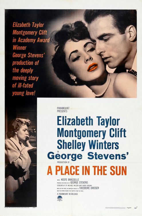 the movie poster: A Place in the Sun (1951)