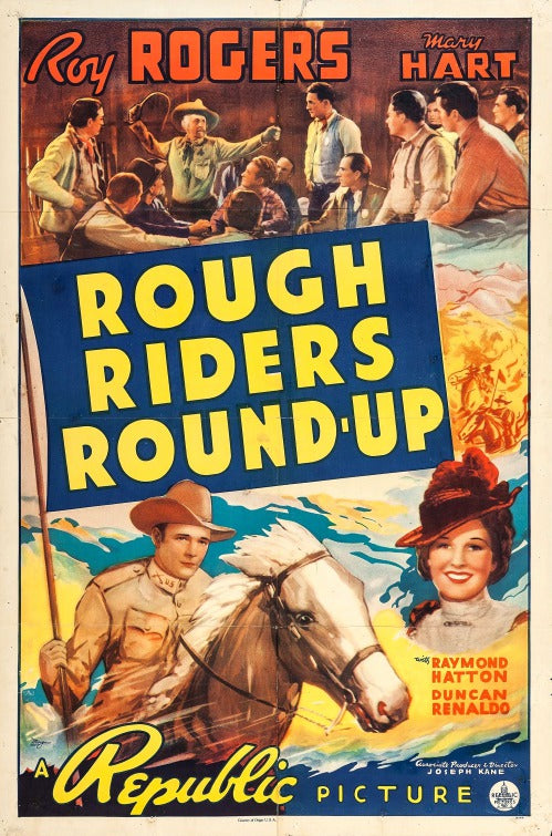 1000 piece jigsaw puzzle for the movie poster: Rough Riders' Round-up (1939)