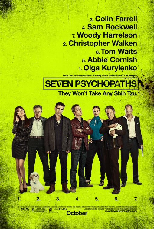 1000 piece jigsaw puzzle for the movie poster: Seven Psychopaths (2012)