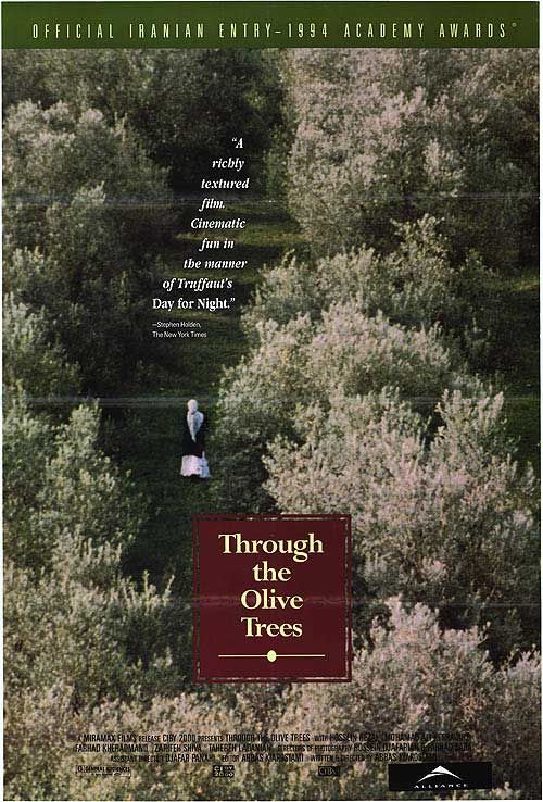 the movie poster: Through the Olive Trees (1995)