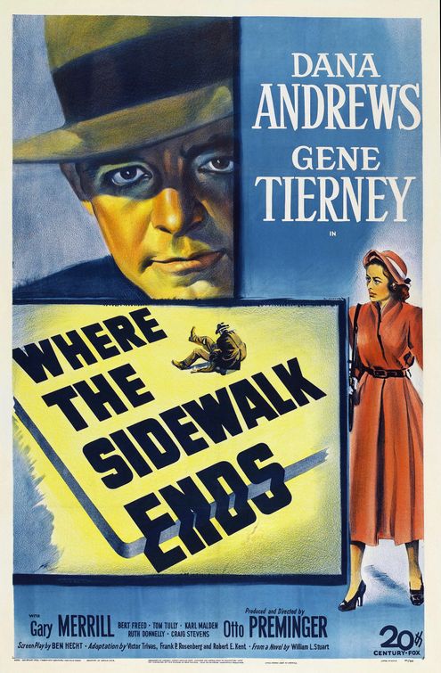 the movie poster: Where the Sidewalk Ends (1950) ver2