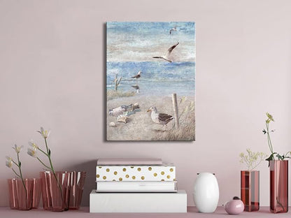 Blue Beach Seaside Seagull, Puzzles for adult 1000 piece, Inspirational Poster Canvas puzzles