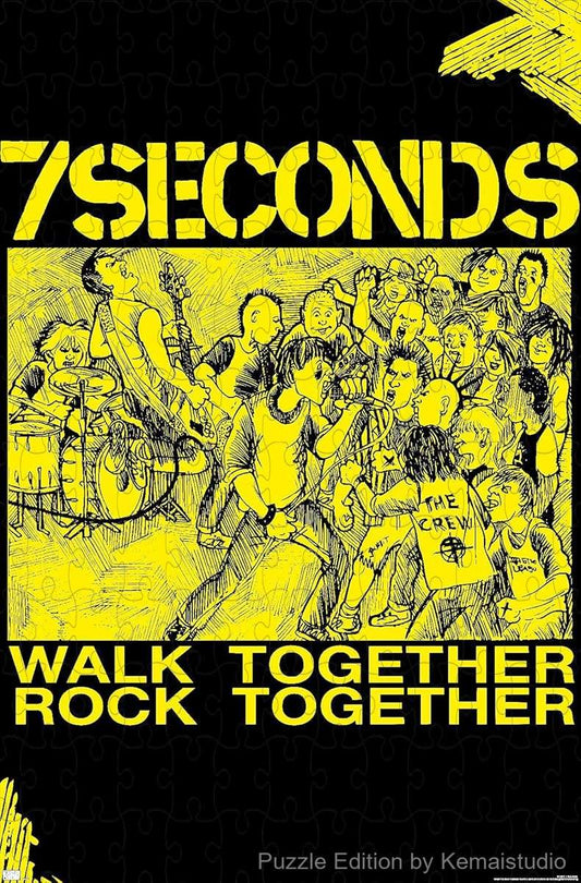 A raw and energetic punk design featuring 7 Seconds and the Together logo, perfect for fans of hardcore music