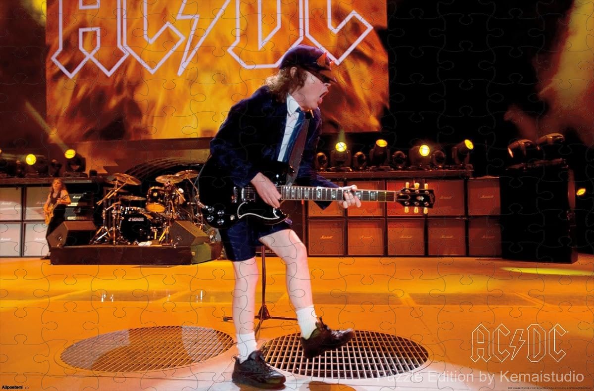 A powerful puzzle showing Angus Young mid-performance, ideal for music lovers and collectors