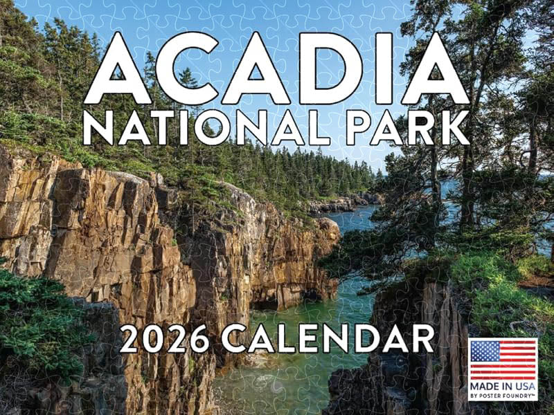 Wooden 1000-piece puzzle with 2026 USA National Parks historic black & white calendar posters  