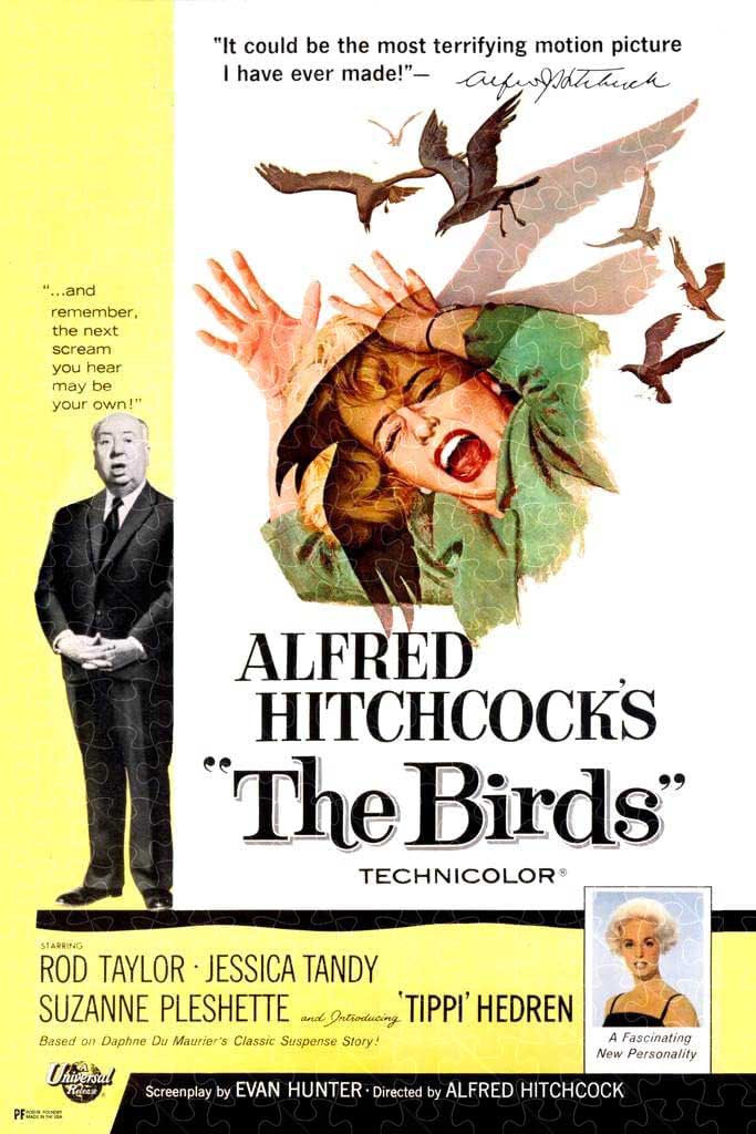 Alfred Hitchcock The Birds horror movie poster puzzle, wooden puzzles for adults  